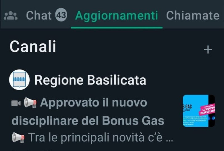 La Regione Basilicata ha il suo canale ufficiale su WhatsApp